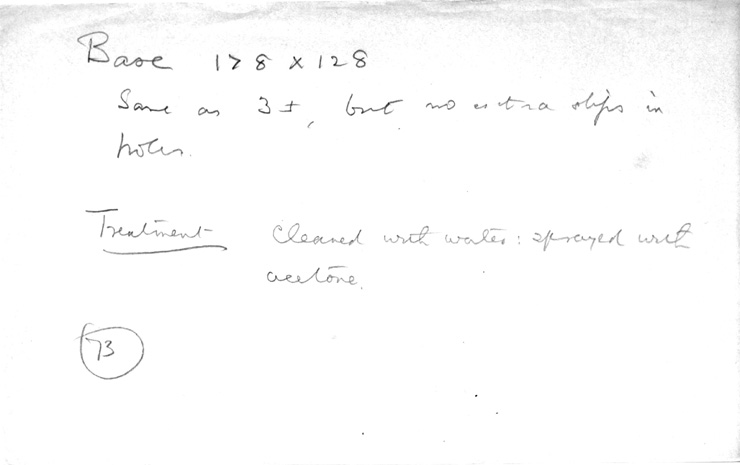 Card no. 073-4 relating to Carter no. 073