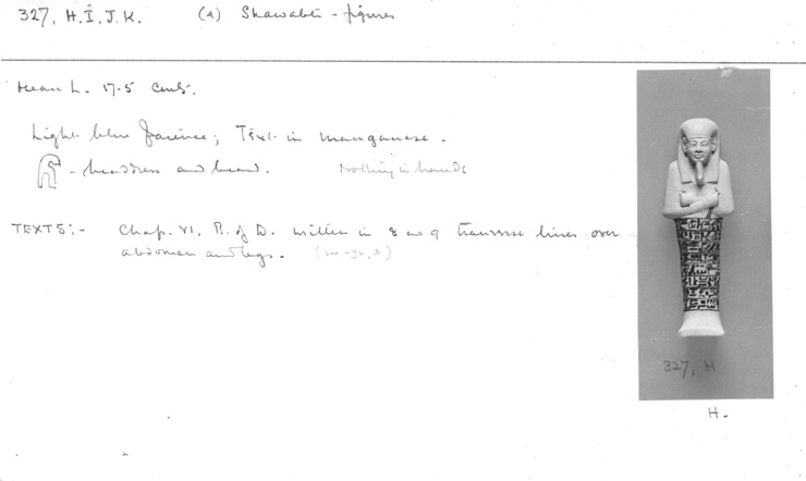 Card no. 327hk relating to Carter no. 327h