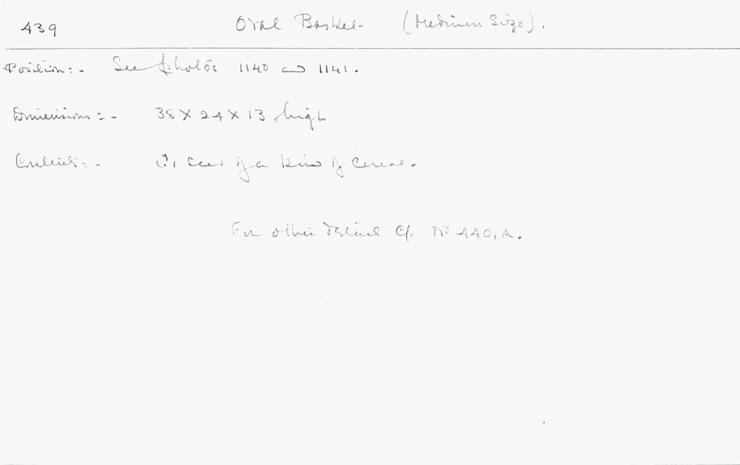 Card no. 439-1 relating to Carter no. 439