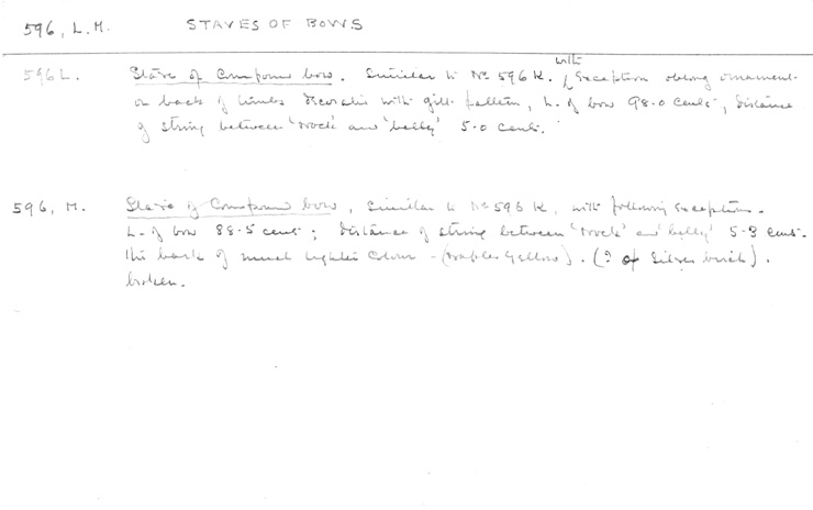 Card no. 596lm relating to Carter no. 596m