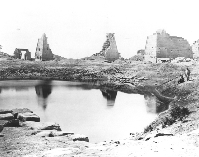 Frith, F. [Included in an album labelled Historical Photographs. Egypt. Frith's Universal Series, folio i, in Sackler Library, Oxford, 327 Fri la fol.], Karnak (1856-60
[The dates of Frith's visits to Egypt.])