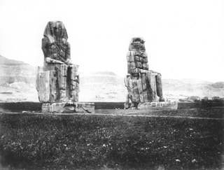not known, The Theban west bank, the Memnon Colossi (c.1880
[Estimated date.]) (Enlarged image size=30Kb)