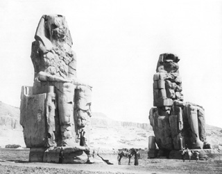 Beato, A., The Theban west bank, the Memnon Colossi (c.1900
[Estimated date.]) (Enlarged image size=30Kb)