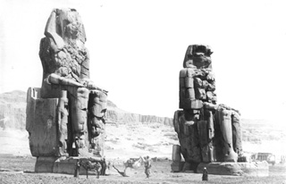not known, The Theban west bank, the Memnon Colossi (c.1890
[Estimated date.]) (Enlarged image size=25Kb)