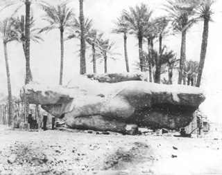 Sebah, J. P., Mit Rahina (Memphis) (1887
[The colossus was turned over in 1887.]) (Enlarged image size=43Kb)
